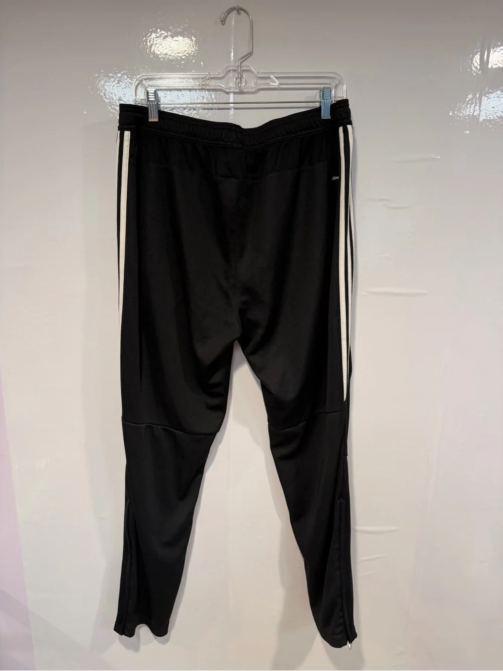 Adidas Black Athletic Track Pants with White Stripes